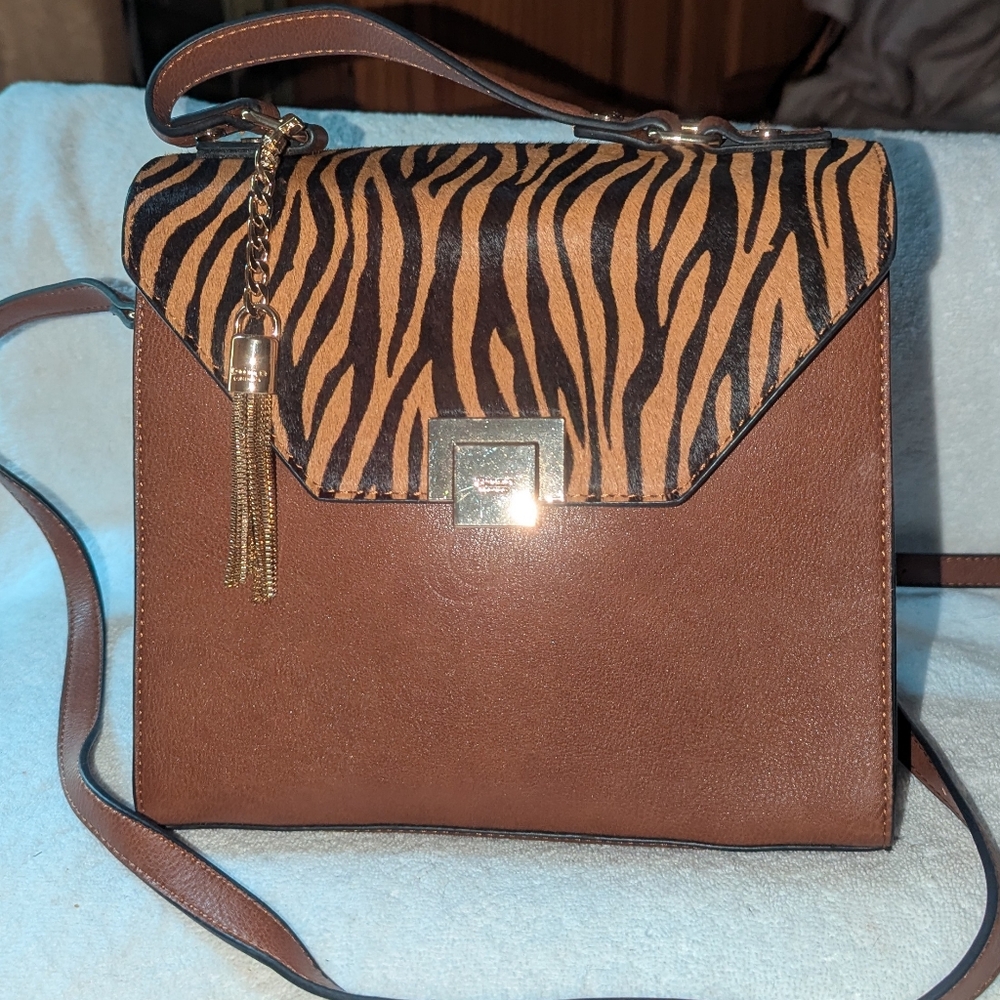 Dune London Brown and Animal Print Crossbody Bag